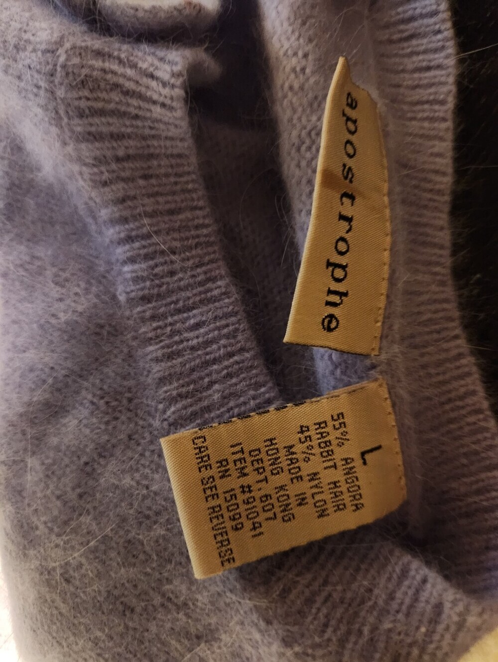 Apostrophe Soft Lavender Light Purple Crewneck Sweater Size L  Cardigan - Picture 7 of 7